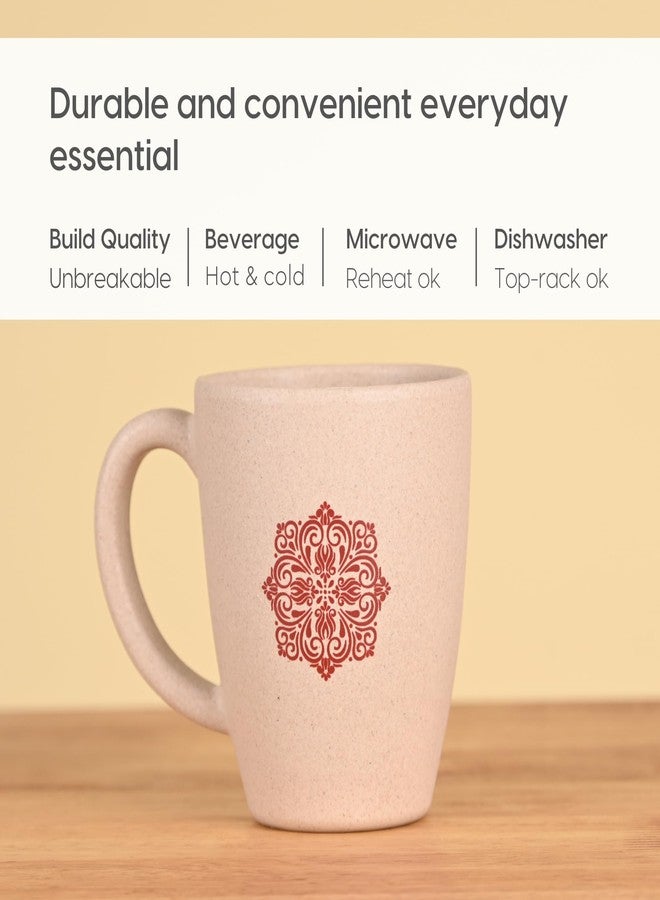 Eha Earth-Friendly Wedding Gifts for Couple | Gifts Made with Rice Husk Biocomposite | Mandala Printed Mug and Coasters Set of 2, Keychain, Loopac Box | 300 ml | Sand Castle - Image 5