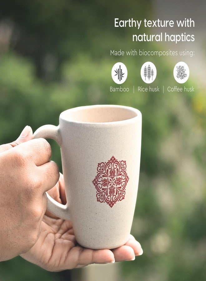 Eha Earth-Friendly Wedding Gifts for Couple | Gifts Made with Rice Husk Biocomposite | Mandala Printed Mug and Coasters Set of 2, Keychain, Loopac Box | 300 ml | Sand Castle - Image 4