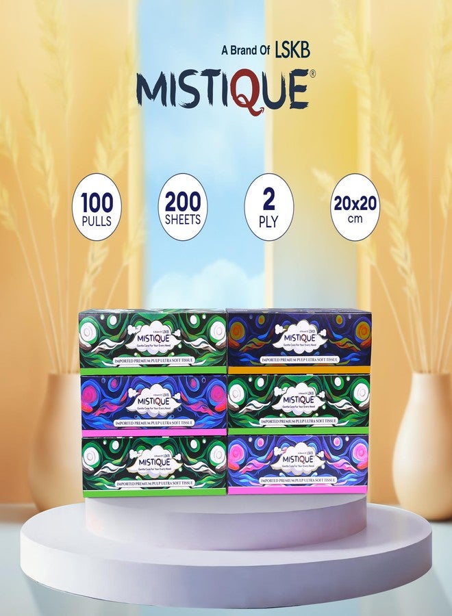 MISTIQUE Ultra Soft 2 Ply Facial Tissue Paper Box | 600 Pulls | 100 Pulls x 6 Boxes | Natural Virgin Pulp | Skin Friendly & Highly Absorbent | Car, Home & Office Use | Sheet Size (20 * 20) cm - Image 5
