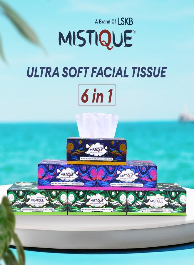 MISTIQUE Ultra Soft 2 Ply Facial Tissue Paper Box | 600 Pulls | 100 Pulls x 6 Boxes | Natural Virgin Pulp | Skin Friendly & Highly Absorbent | Car, Home & Office Use | Sheet Size (20 * 20) cm - Image 2