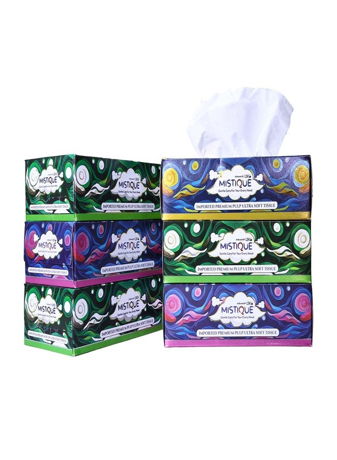 MISTIQUE Ultra Soft 2 Ply Facial Tissue Paper Box | 600 Pulls | 100 Pulls x 6 Boxes | Natural Virgin Pulp | Skin Friendly & Highly Absorbent | Car, Home & Office Use | Sheet Size (20 * 20) cm - Image 1