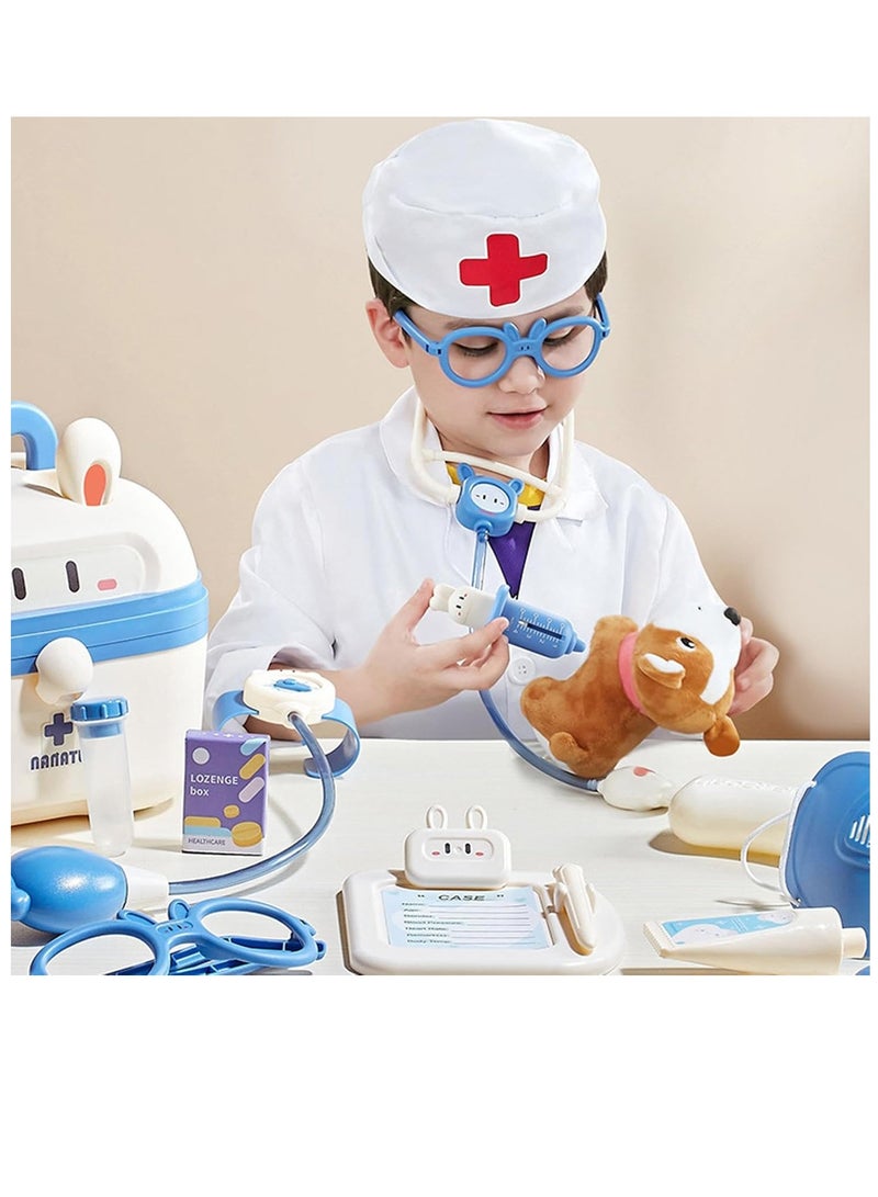 Upgraded Set Children's Doctor Set Pretend Play Doctor Toy, Medical Set with Stethoscope, Dentist Doctor Toy Set, Preschool Role Play Toys for Girls and Boys Aged 3-8BLUE - Image 2