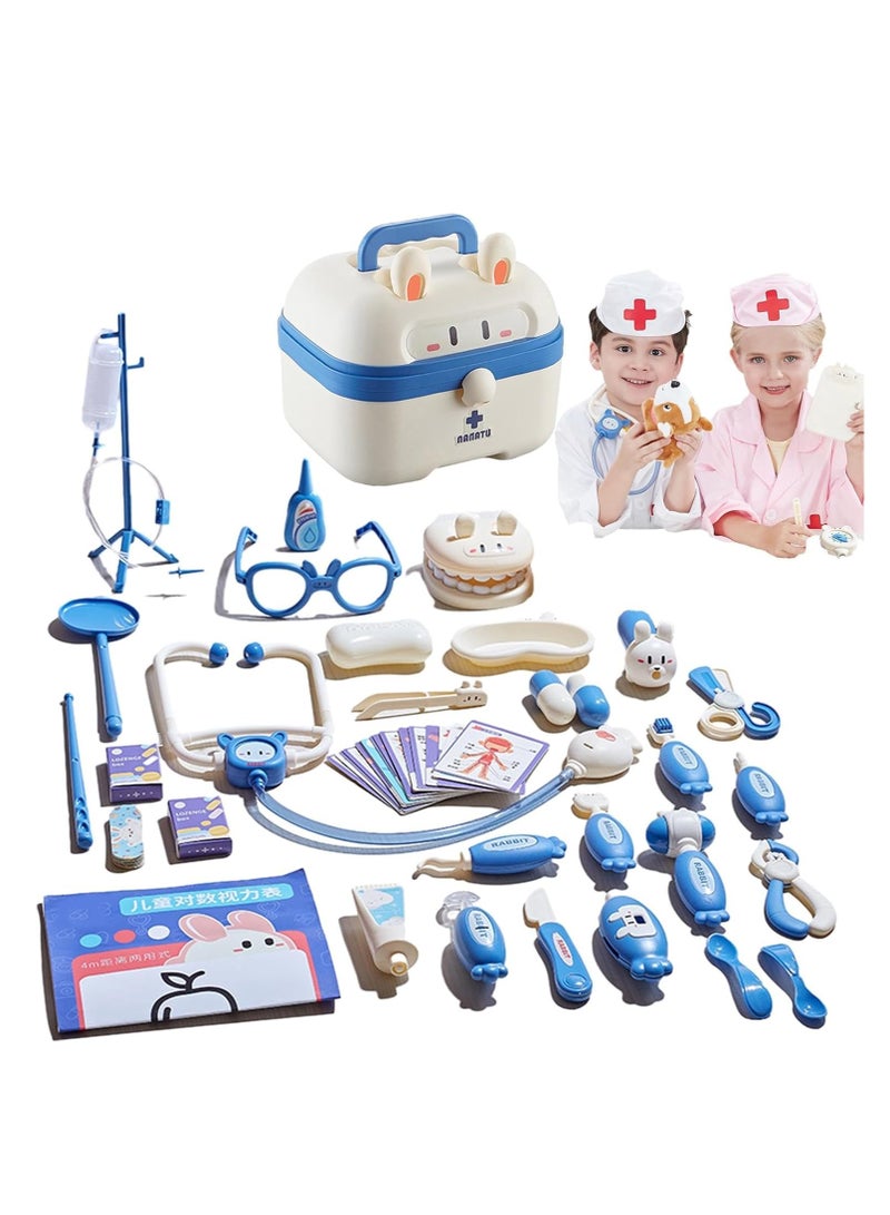 Upgraded Set Children's Doctor Set Pretend Play Doctor Toy, Medical Set with Stethoscope, Dentist Doctor Toy Set, Preschool Role Play Toys for Girls and Boys Aged 3-8BLUE - Image 1