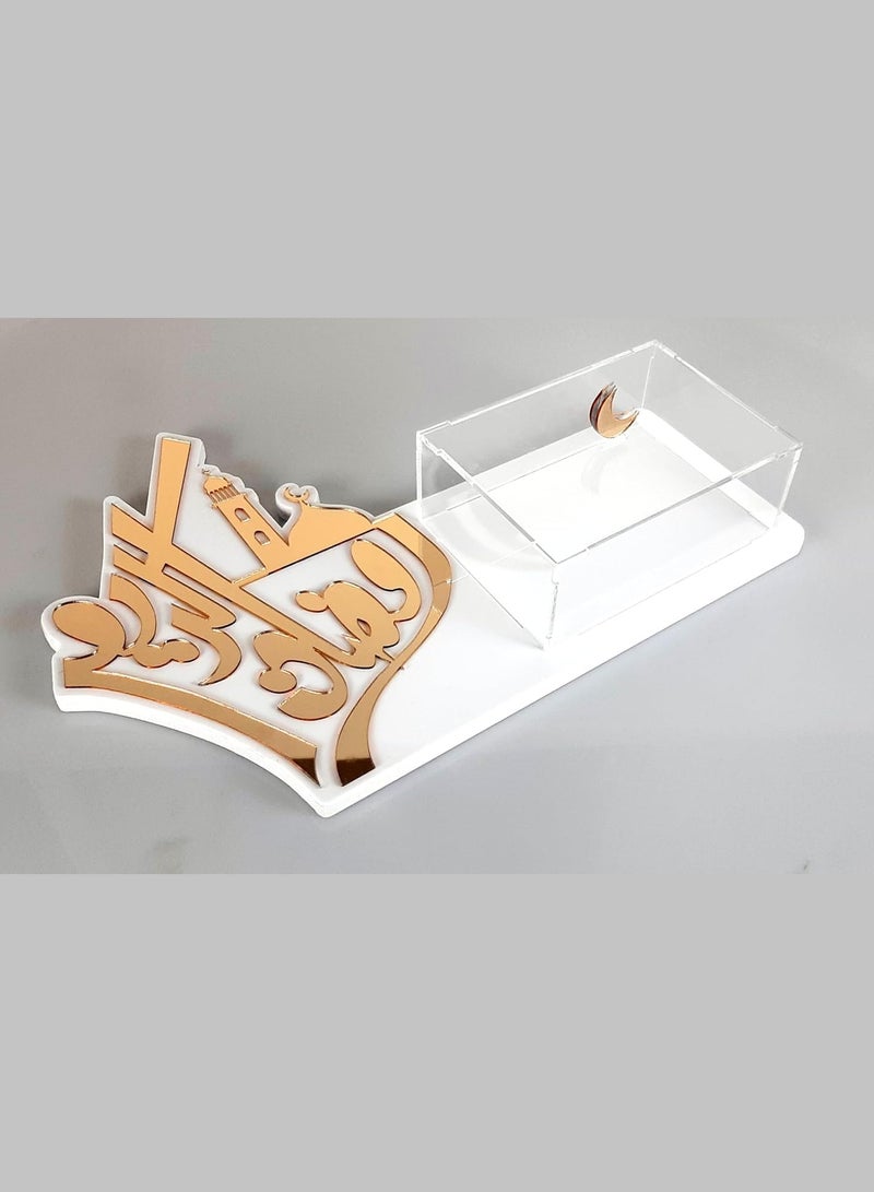 TPGP Acrylic Serving Tray Containers for Ramadan Sweets and Dates || Ramadan Zagharif || Ramadan Decor Table Boxes || Size 38x28x07 CM White.