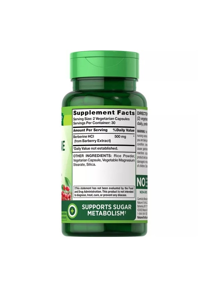 Nature's Truth - Nature's Truth Berberine HCI Supplement 500mg | 60 Capsules - Image 1