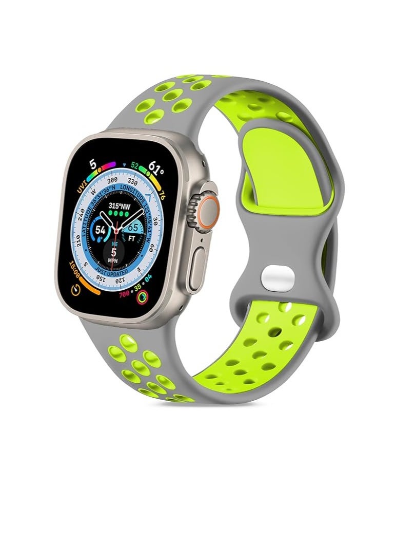 Generic - Strap Compatible with Apple Watch Band 49mm 45mm 44mm 42mm  Breathable Silicone Sport Replacement Wristband Strap for iWatch Ultra/Ultra2 Series 9/8/7/6/5/4/3/2/1/SE/SE2 - Image 1