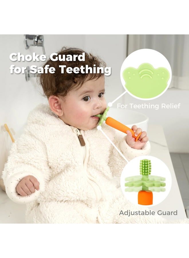 Papablic Baby Toothbrush Teether, 360° Carrot Toothbrush Teething Toy with Suction Base, Easter Gift Travel Essentials for Toddler Infants 6-12 Months - Image 2