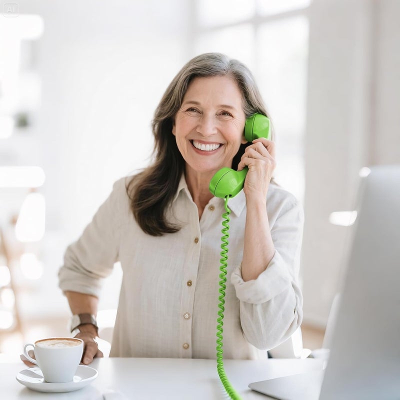 Uvital كابل هاتف أخضر بطول 25 قدم للخط الأرضي، حزمة واحدة من كابلات هاتف RJ9 للهواتف الأرضية (الطول الملفوف: 2 قدم)، كابل سماعة الهاتف، كابل هاتف، سلك هاتف - Image 5