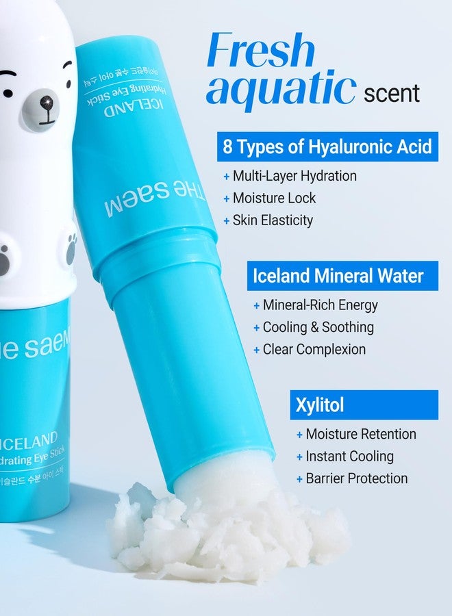 THESAEM Iceland Hydrating Eye Stick Bundle - 2 Pack (Hydrating + Collagen) 0.38 oz each - Cooling Balm for Dark Circles, Puffiness & Wrinkles - Under Eye Treatment with Niacinamide & Collagen - Image 4