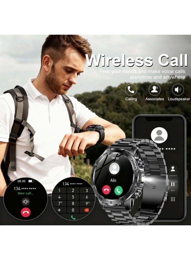 TDZDDYS Smart Watch for Men with Flashlight, Bluetooth Calling, 100+ Sport Modes, 800mAh, IPX8 Waterproof Fitness Tracker for Workout, iOS Android Compatible， Gift For Him - Image 4