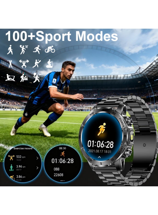 TDZDDYS Smart Watch for Men with Flashlight, Bluetooth Calling, 100+ Sport Modes, 800mAh, IPX8 Waterproof Fitness Tracker for Workout, iOS Android Compatible， Gift For Him - Image 5