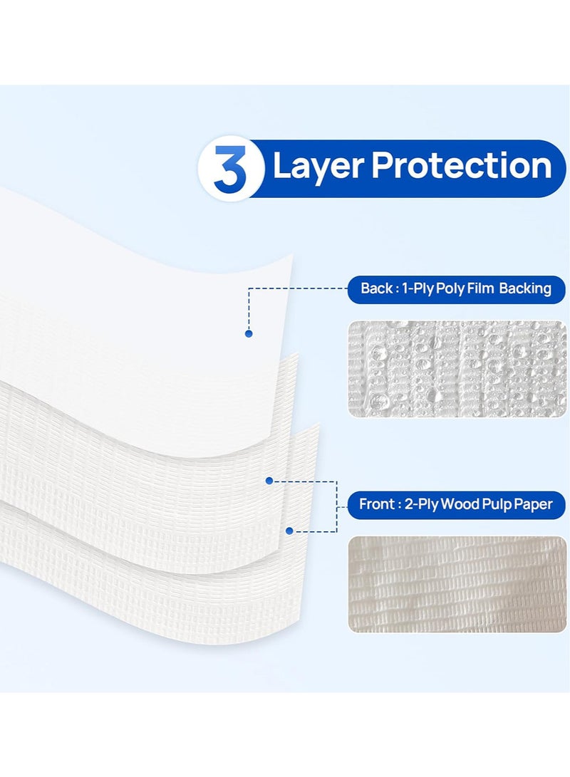١٢٥ قطعة من مريولات الأسنان القابلة للتصريف، مقاس ٣٣ سم × ٤٥ سم، مريولات ورقية طبية بثلاث طبقات مقاومة للماء – مناسبة لاستخدامات الأسنان، الطبية، الوشوم، العناية بالأظافر، أو كغطاء للطاولة. - Image 2