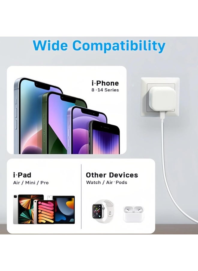 RUKYU For iPhone PD Fast Charger,  MFi Certified,20W 3.0 USB C Wall Charger Plug with 1M Fast Charging Cable, USB C PD 20W Power Adapter Cable Compatible with iPhone14/13/12/11 Pro Max/XS/XR/X/SE/8 and More  - Image 5