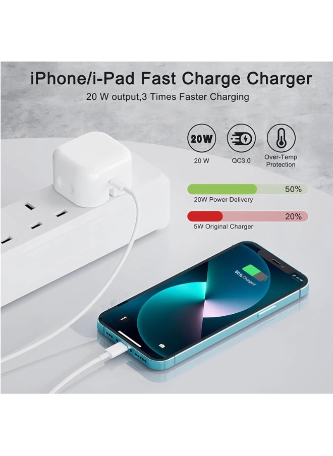 RUKYU For iPhone PD Fast Charger,  MFi Certified,20W 3.0 USB C Wall Charger Plug with 1M Fast Charging Cable, USB C PD 20W Power Adapter Cable Compatible with iPhone14/13/12/11 Pro Max/XS/XR/X/SE/8 and More  - Image 3