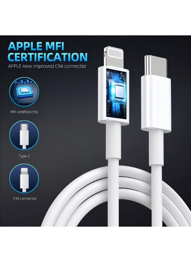 RUKYU For iPhone PD Fast Charger,  MFi Certified,20W 3.0 USB C Wall Charger Plug with 1M Fast Charging Cable, USB C PD 20W Power Adapter Cable Compatible with iPhone14/13/12/11 Pro Max/XS/XR/X/SE/8 and More  - Image 2