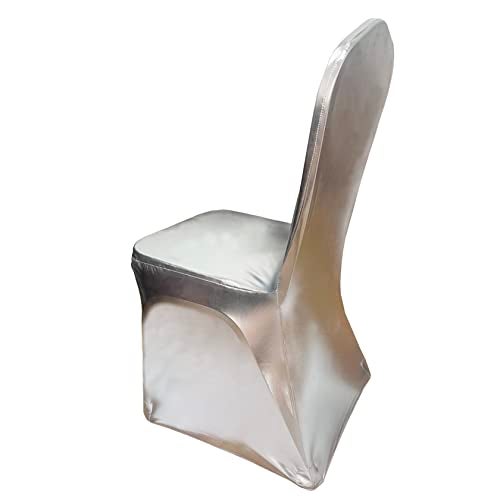 iEventStar Stretch Dining Chair Cover for Wedding Banquet Party Dining Room (Shiny Silver) - Image 3