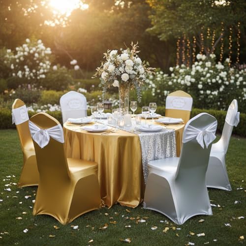 iEventStar Stretch Dining Chair Cover for Wedding Banquet Party Dining Room (Shiny Silver) - Image 2