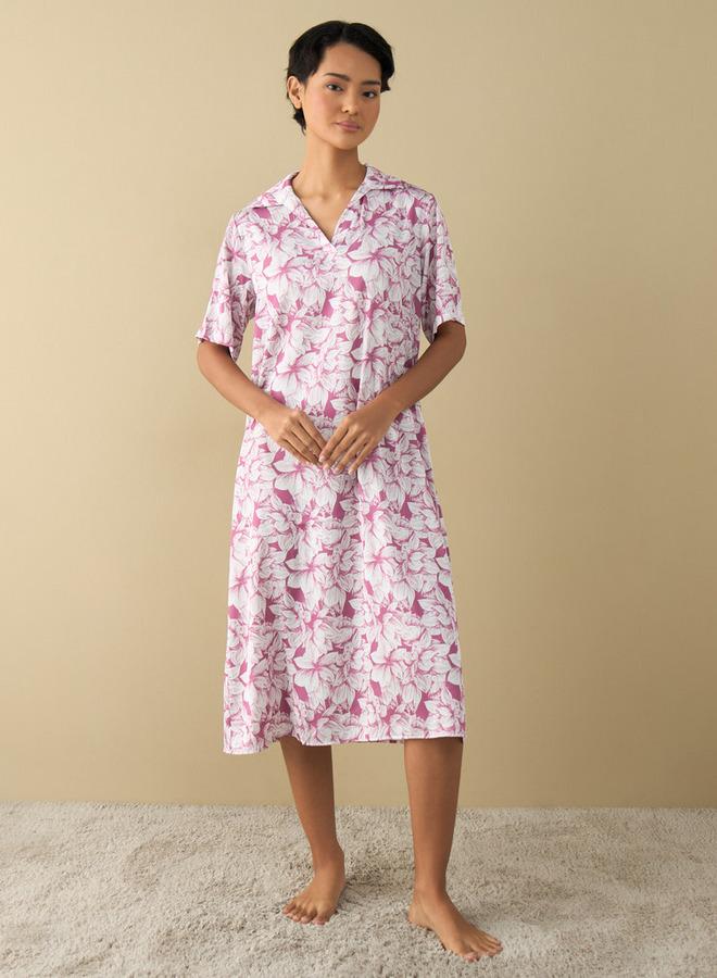 سبلاش فيڤ قميص نوم بطبعات أزهار - Image 2