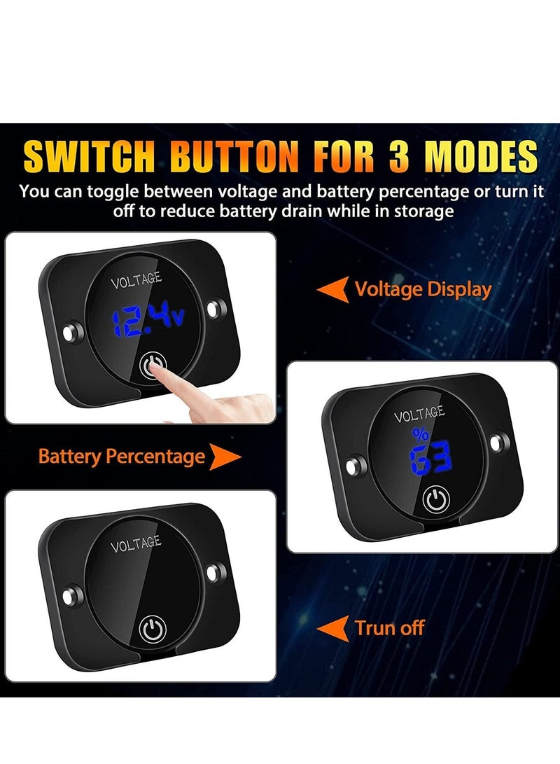 12V Voltage Gauge with Touch Switch Digital Display, Volt Gauge, 12V/24V Car Voltmeter LED Digital Display, Waterproof Voltmeter Panel for Boat,Marine,Vehicle,Motorcycle,Truck,Car(Upgraded) - Image 2