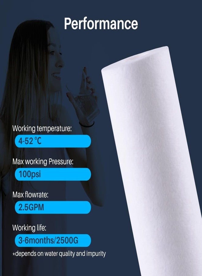 CFS - 4 Pack Whole House Sediment Water Filter Cartridges Compatible with American Plumber WPD-110 Models - Remove Bad Taste and Odor - Whole House Replacement Filter Cartridge - 5 Micron - Image 5