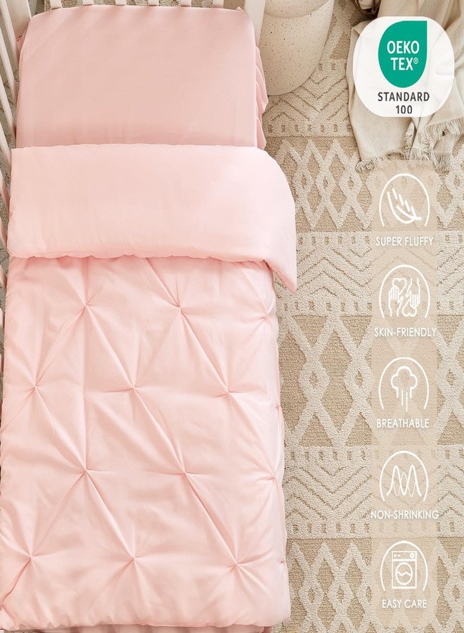 NacoMoco 3-Piece Pink Crib Bedding Set for Girls - Ultra Soft Baby Crib Set Includes Crib Comforter, Sheet & Skirt (Light Pink) - Image 4