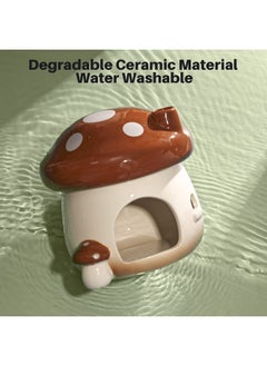 BUCATSTATE Hamster Hideout Ceramic, Mushroom Shape Hamster House And Habitats Cool Bed Ideal For All Season Dwarf Hamster Gerbil Mice Golden Bear (BrownLarge)  - Image 4