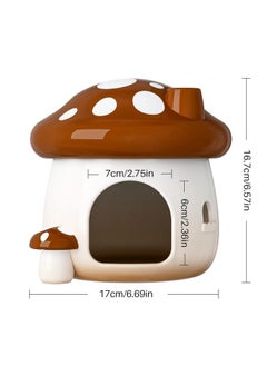 BUCATSTATE Hamster Hideout Ceramic, Mushroom Shape Hamster House And Habitats Cool Bed Ideal For All Season Dwarf Hamster Gerbil Mice Golden Bear (BrownLarge)  - Image 2