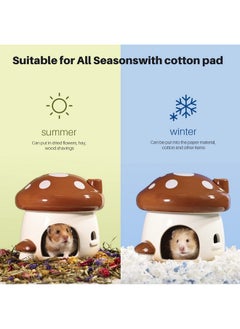 BUCATSTATE Hamster Hideout Ceramic, Mushroom Shape Hamster House And Habitats Cool Bed Ideal For All Season Dwarf Hamster Gerbil Mice Golden Bear (BrownLarge)  - Image 3
