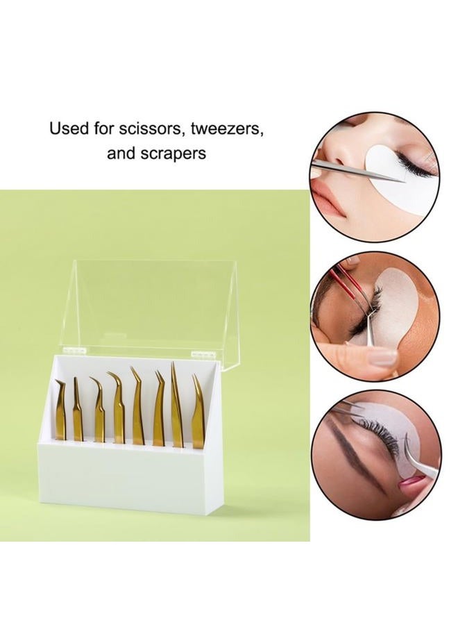 LIXIMMAZN Dust-proof 8 Holes Tweezers Holder, Eyelash Extensions Supplies Acrylic Display, Acrylic Rack Storage Eyelash Extension Tools with Dust Cover Durable Tweezer Display Stand Salon - Image 2