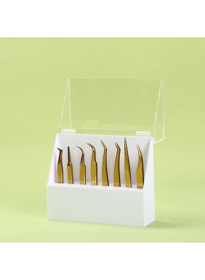 LIXIMMAZN Dust-proof 8 Holes Tweezers Holder, Eyelash Extensions Supplies Acrylic Display, Acrylic Rack Storage Eyelash Extension Tools with Dust Cover Durable Tweezer Display Stand Salon - Image 4