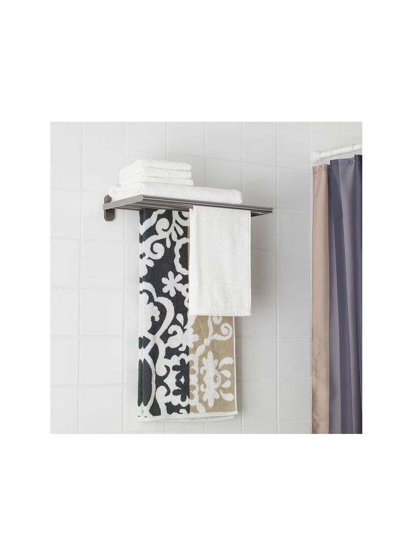 Wall shelf with towel rail, stainless steel47x27 cm - Image 3