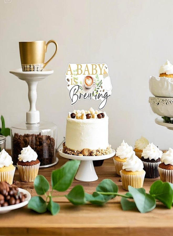 Cheereveal غطاء كعكة Cheereveal A Baby is Brewing، غطاء كعكة بطابع القهوة لحفلات استقبال الطفل والكشف عن جنس الطفل، اختيارات الكعك لحفلات أعياد الميلاد - Image 3