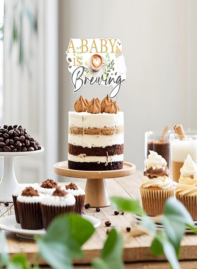 Cheereveal غطاء كعكة Cheereveal A Baby is Brewing، غطاء كعكة بطابع القهوة لحفلات استقبال الطفل والكشف عن جنس الطفل، اختيارات الكعك لحفلات أعياد الميلاد - Image 4