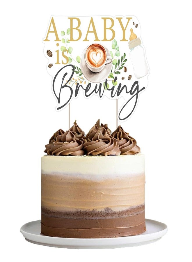 Cheereveal غطاء كعكة Cheereveal A Baby is Brewing، غطاء كعكة بطابع القهوة لحفلات استقبال الطفل والكشف عن جنس الطفل، اختيارات الكعك لحفلات أعياد الميلاد - Image 1