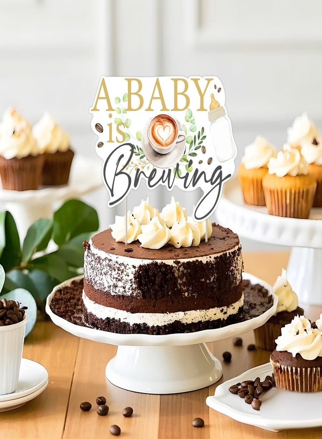 Cheereveal غطاء كعكة Cheereveal A Baby is Brewing، غطاء كعكة بطابع القهوة لحفلات استقبال الطفل والكشف عن جنس الطفل، اختيارات الكعك لحفلات أعياد الميلاد - Image 2