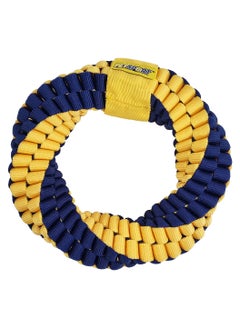 MAJIBAO Dog Rope toy with Durable Nylon, Teeth cleaning toy, Tug of War dog toy, and Idea for Large dogs, 24 cm Dog toy with Round shape, Interactive play for Aggressive Chewers, (Blue/Yellow)  - Image 1