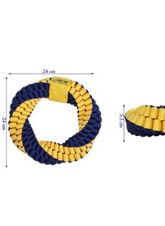 MAJIBAO Dog Rope toy with Durable Nylon, Teeth cleaning toy, Tug of War dog toy, and Idea for Large dogs, 24 cm Dog toy with Round shape, Interactive play for Aggressive Chewers, (Blue/Yellow)  - Image 2