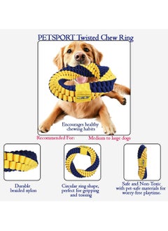 MAJIBAO Dog Rope toy with Durable Nylon, Teeth cleaning toy, Tug of War dog toy, and Idea for Large dogs, 24 cm Dog toy with Round shape, Interactive play for Aggressive Chewers, (Blue/Yellow)  - Image 3
