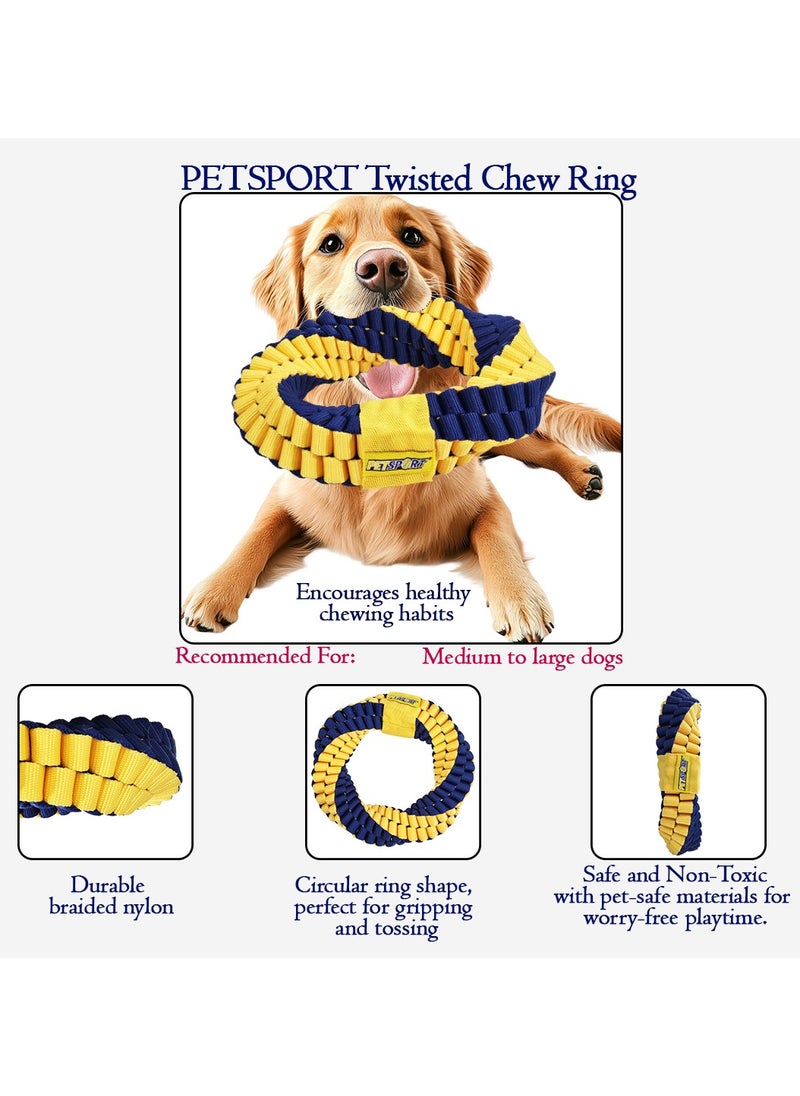 MAJIBAO - Dog Rope toy with Durable Nylon, Teeth cleaning toy, Tug of War dog toy, and Idea for Large dogs, 24 cm Dog toy with Round shape, Interactive play for Aggressive Chewers, (Blue/Yellow) - Image 1