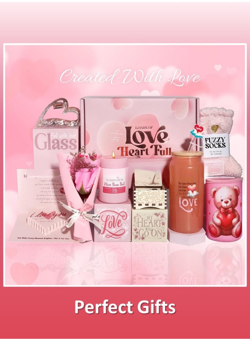 Gifts Basket for Women - Birthday Gifts for Women, Inspirational Gift,Unique Gift Ideas for Women,  Relaxing Care Package for Women Gifts for Her Wife Bestie Sister Female Friend Gift(Ramadan/Anniversary Gift) Pink - Image 1