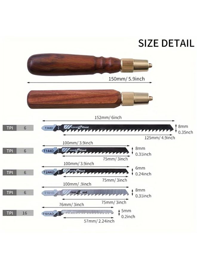 Hexagonal Handle Saw Set 5 Pcs High Carbon Steel Jigsaw Blades for Wood Plastic Cutting Craft - Image 2