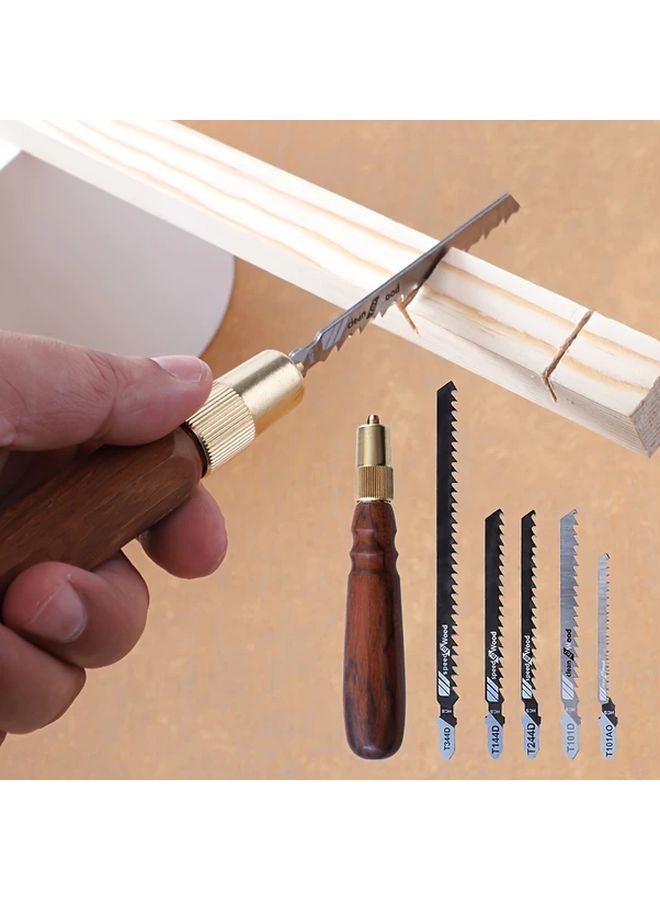 Hexagonal Handle Saw Set 5 Pcs High Carbon Steel Jigsaw Blades for Wood Plastic Cutting Craft - Image 1