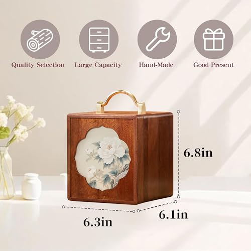 KAOTGOT Wooden Jewelry Box for Women Walnut Wooden Jewelry Box with handle 4-Tier Jewelry Organizer for Rings, Necklaces - Image 2