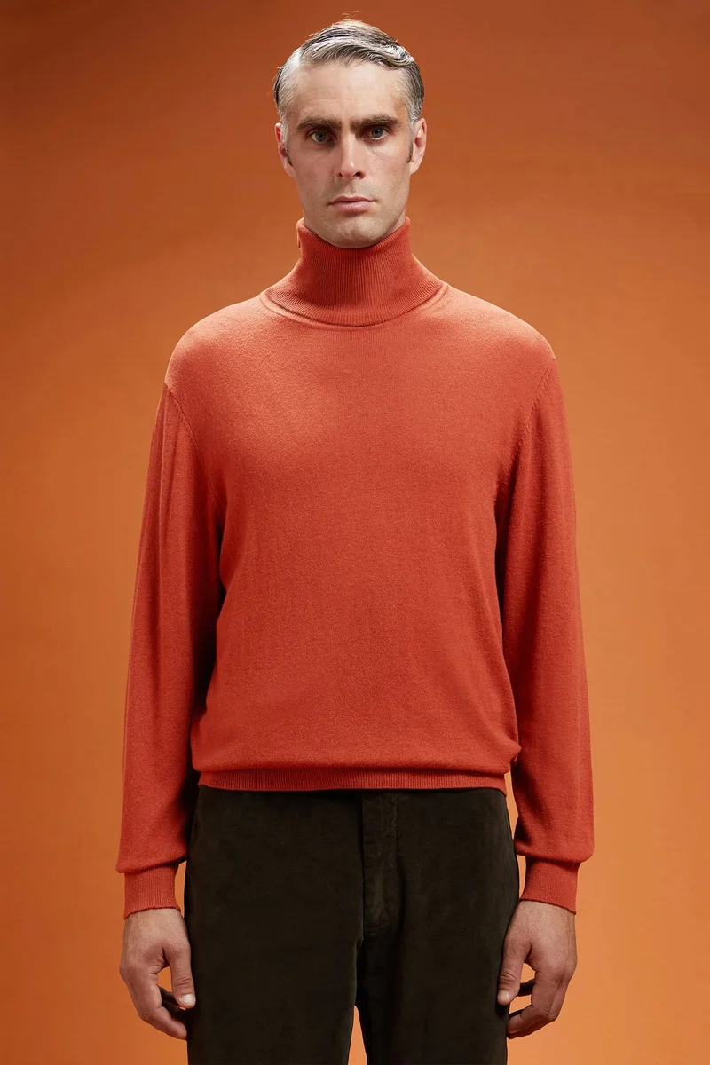 Doppelganger Men's turtleneck jumper - Brick