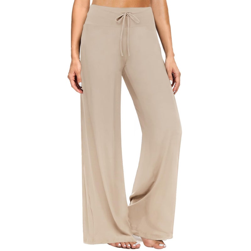 ZOOSIXX Soft Black Pajama Pants for Women, Wide Leg Comfy Casual Lounge Yoga Capri Pants 22'' / 30'' - Image 1