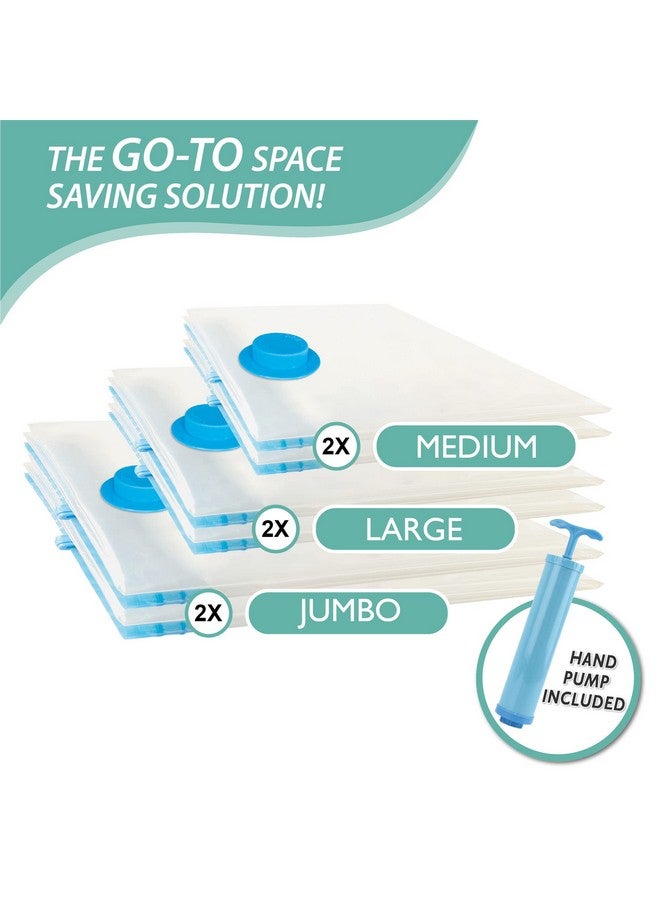 Cozy Essential 6 Pack Vacuum Storage Bags, Space Saver Bags (2 Jumbo/2 Large/2 Medium) Compression Storage Bags for Comforters and Blankets, Vacuum Sealer Bags for Clothes Storage, Hand Pump Included - Image 4