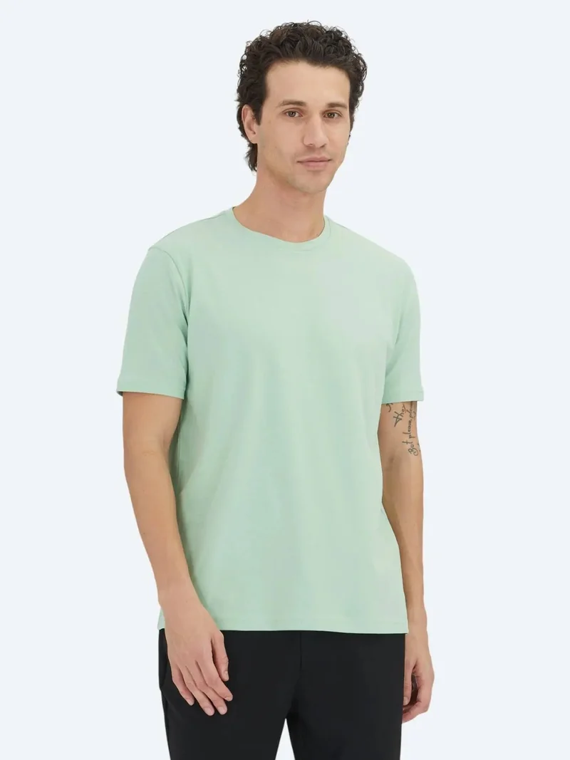 Kip Unisex Mint Plain Crew Neck 100% Cotton T-Shirt