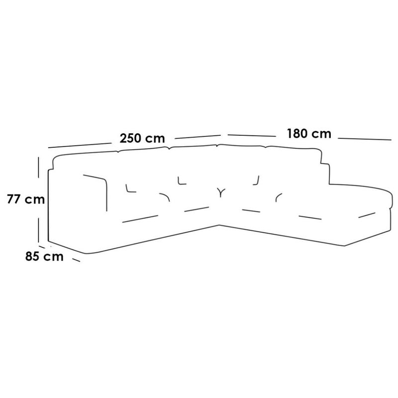 home house Corner Sofa - Linen - Grey - 85 x 250 x 180 x 77 cm - Image 2