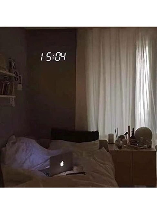 3D Wall Led Alarm Digital Clock White Number Time Clock with Automatic Brightness Adjustable 12 24 Hr Time Date Temperature Display - Image 5