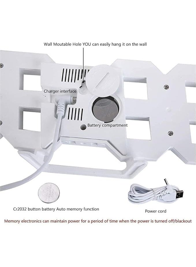 3D Wall Led Alarm Digital Clock White Number Time Clock with Automatic Brightness Adjustable 12 24 Hr Time Date Temperature Display - Image 2